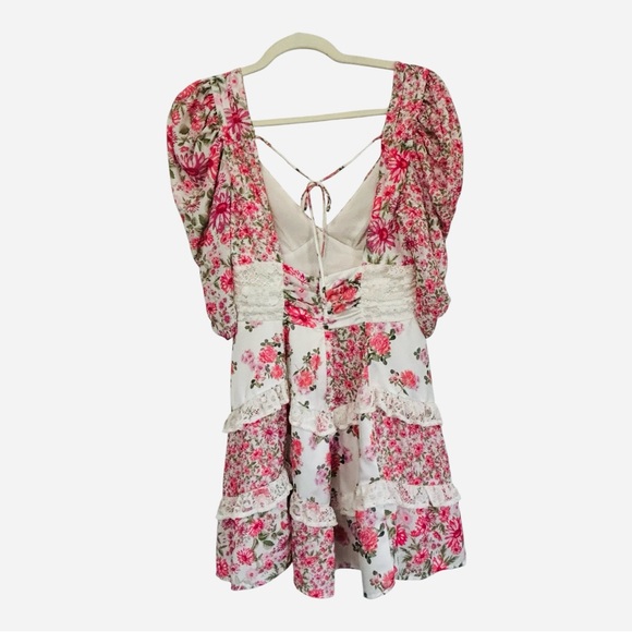 For Love And Lemons Rosalyn Pink Floral Mini Dress S - Picture 6 of 9